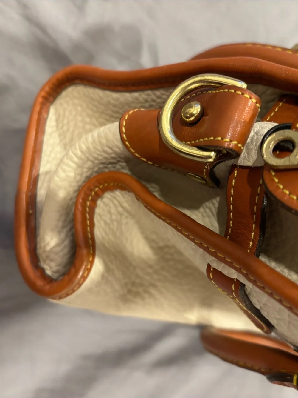 Dooney & Bourke Cream and Tan Leather Satchel